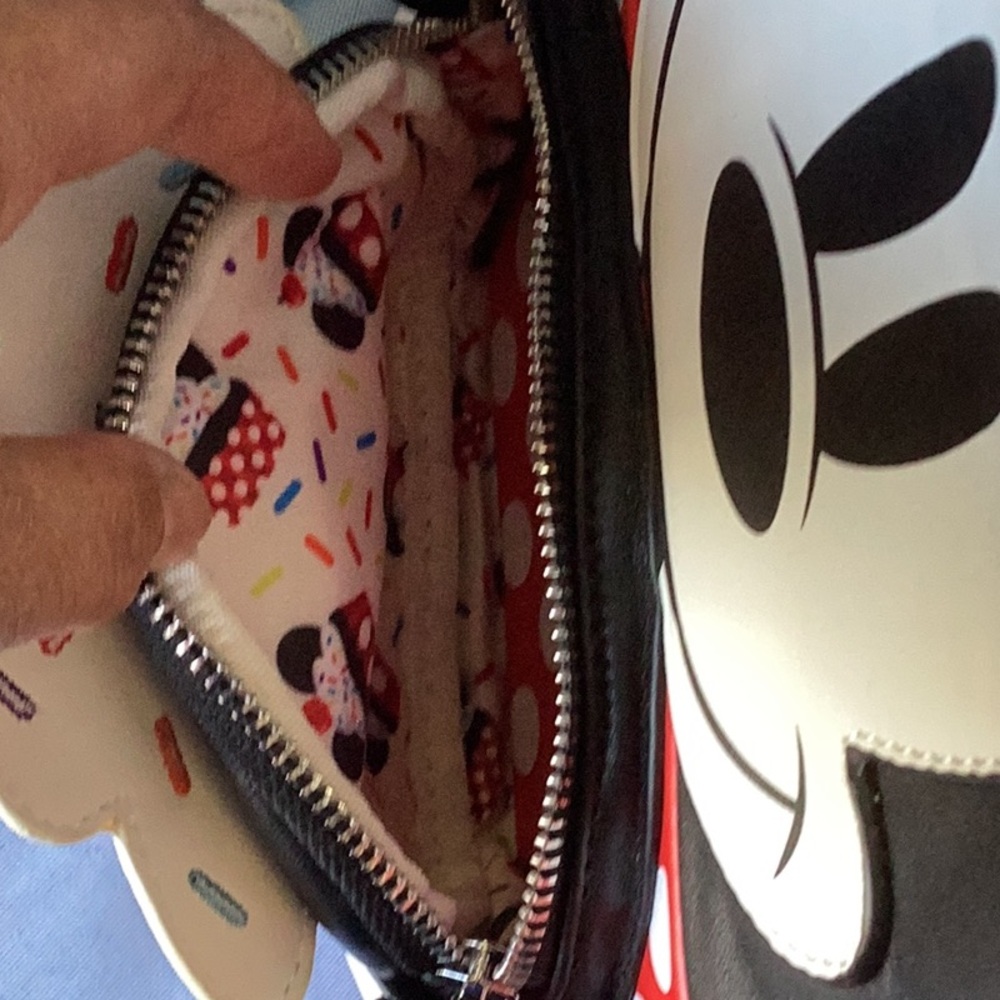 Loungefly Minnie Mouse Backpack Black and Red with Ears and Bow - Picture 8 of 16